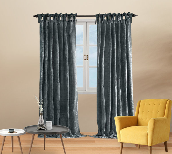 Frifoho Laceup Pressed Velvet Curtains, Rustic and Chic Living Room or